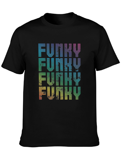Funky Retro Graphic Tee - Rainbow Text Design