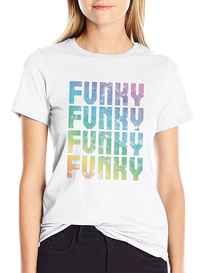 Funky Retro Graphic Tee - Rainbow Text Design