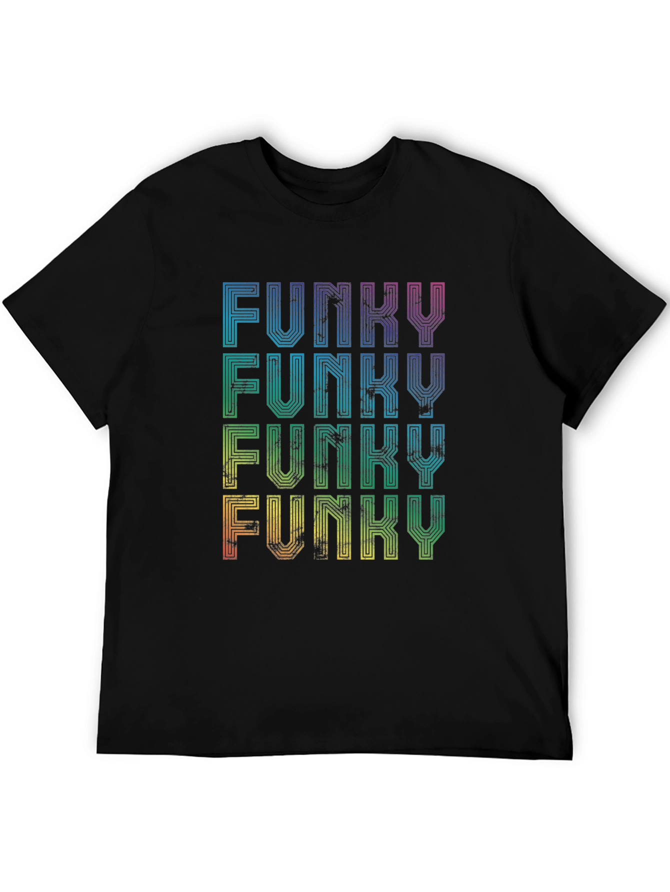 Funky Retro Graphic Tee - Rainbow Text Design