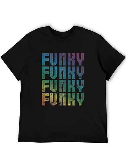 Funky Retro Graphic Tee - Rainbow Text Design