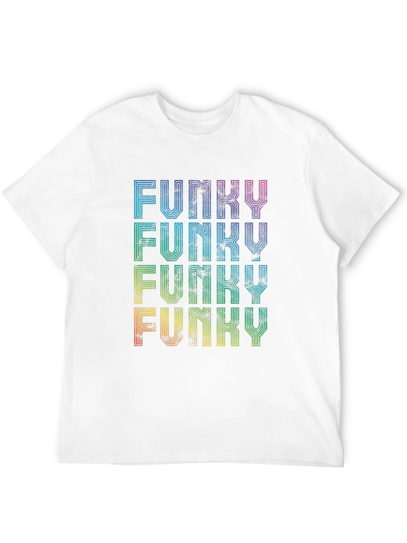 Funky Retro Graphic Tee - Rainbow Text Design