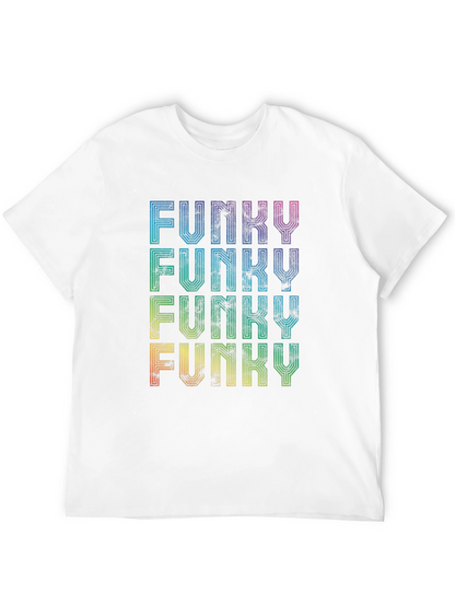 Funky Retro Graphic Tee - Rainbow Text Design