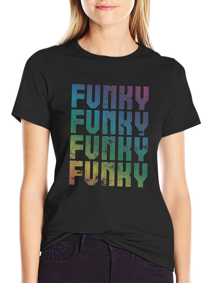 Funky Retro Graphic Tee - Rainbow Text Design