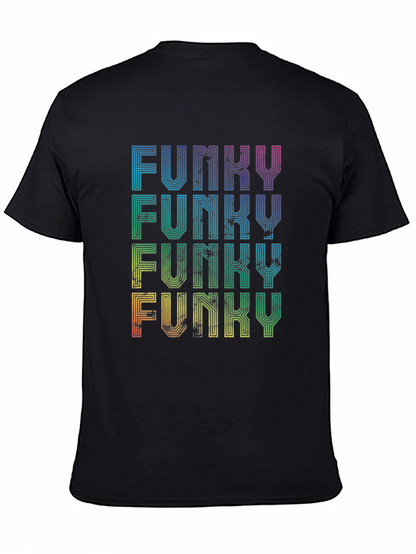 Funky Retro Graphic Tee - Rainbow Text Design
