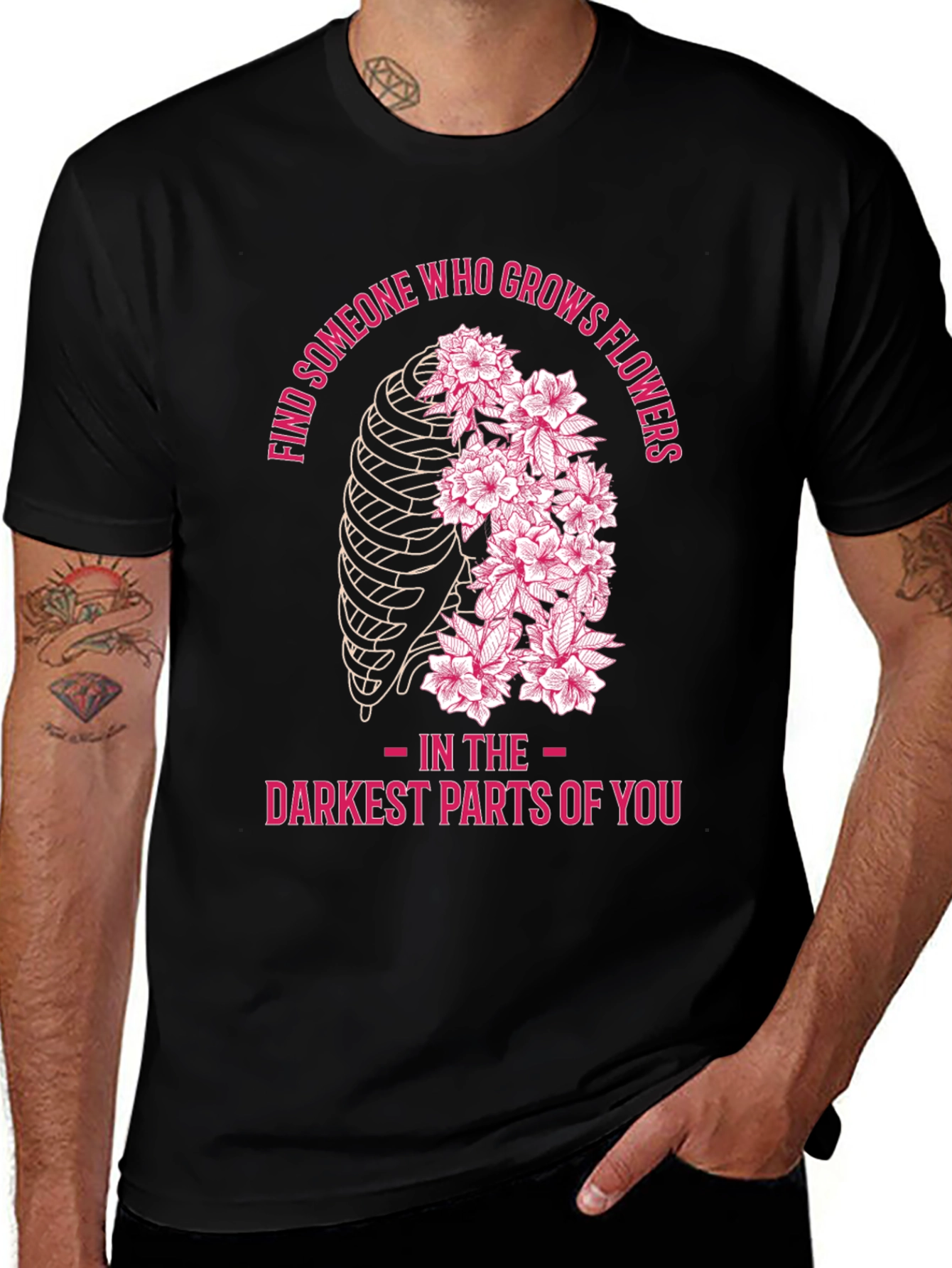 Floral Rib Cage Graphic T-Shirt