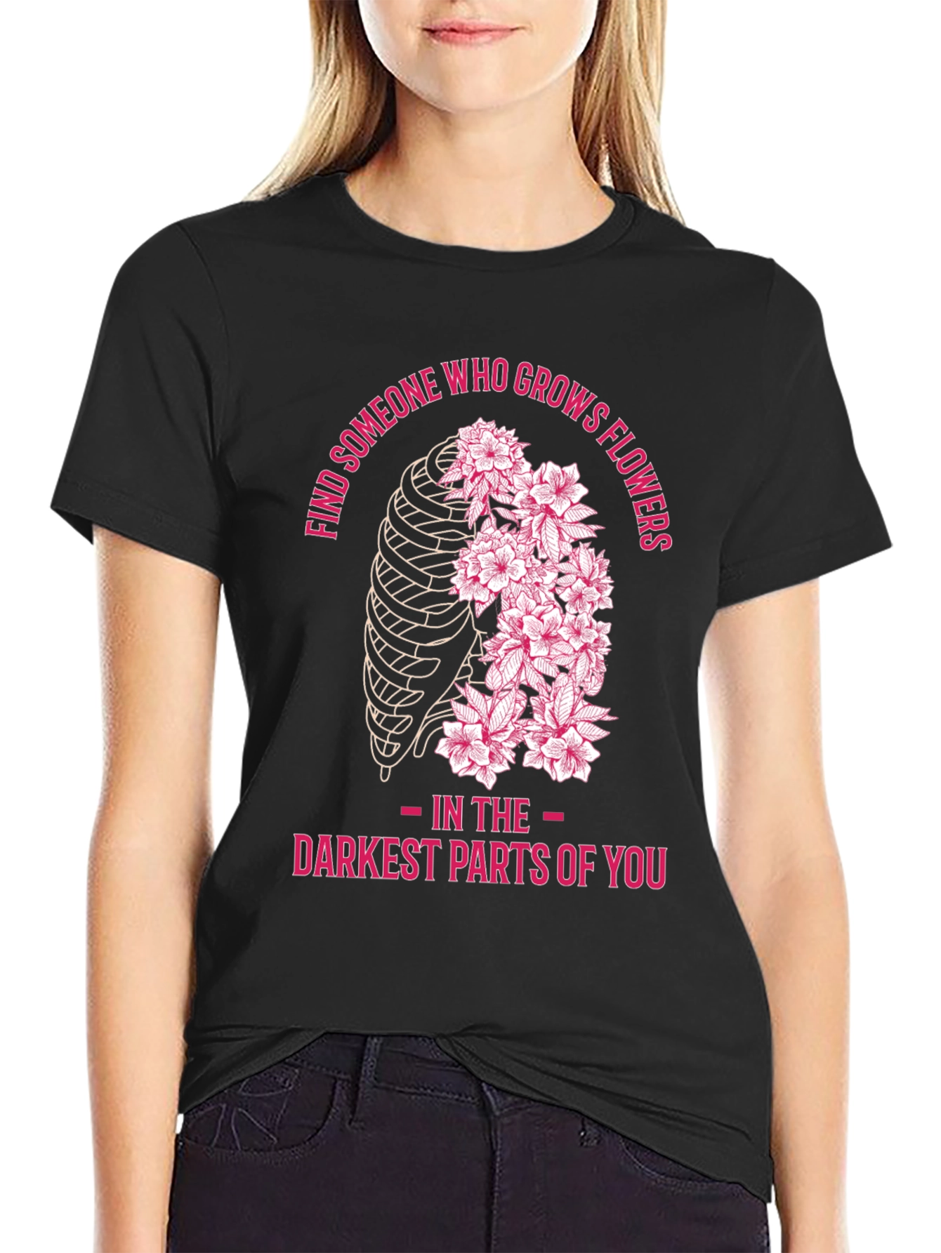 Floral Rib Cage Graphic T-Shirt