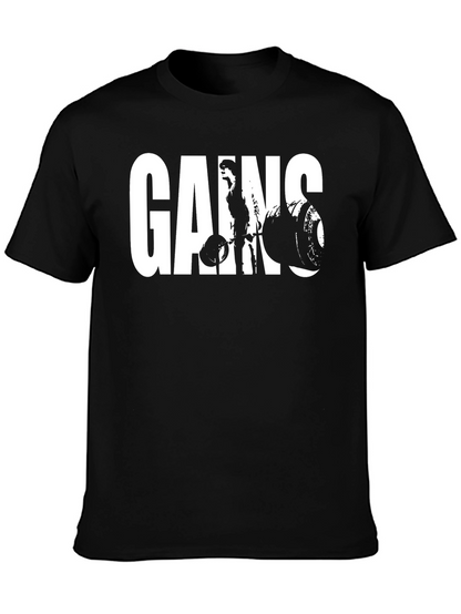 Gains Graphic Tee - Black Gym Shirt