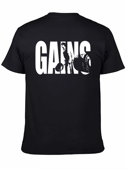 Gains Graphic Tee - Black Gym Shirt