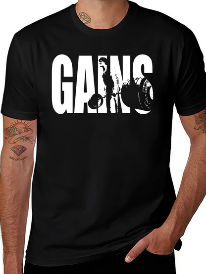 Gains Graphic Tee - Black Gym Shirt