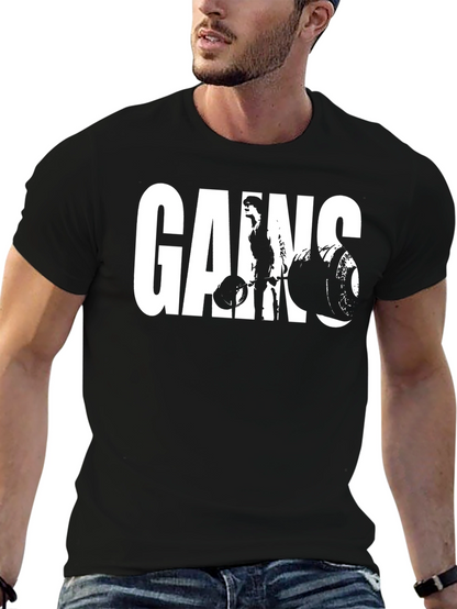 Gains Graphic Tee - Black Gym Shirt