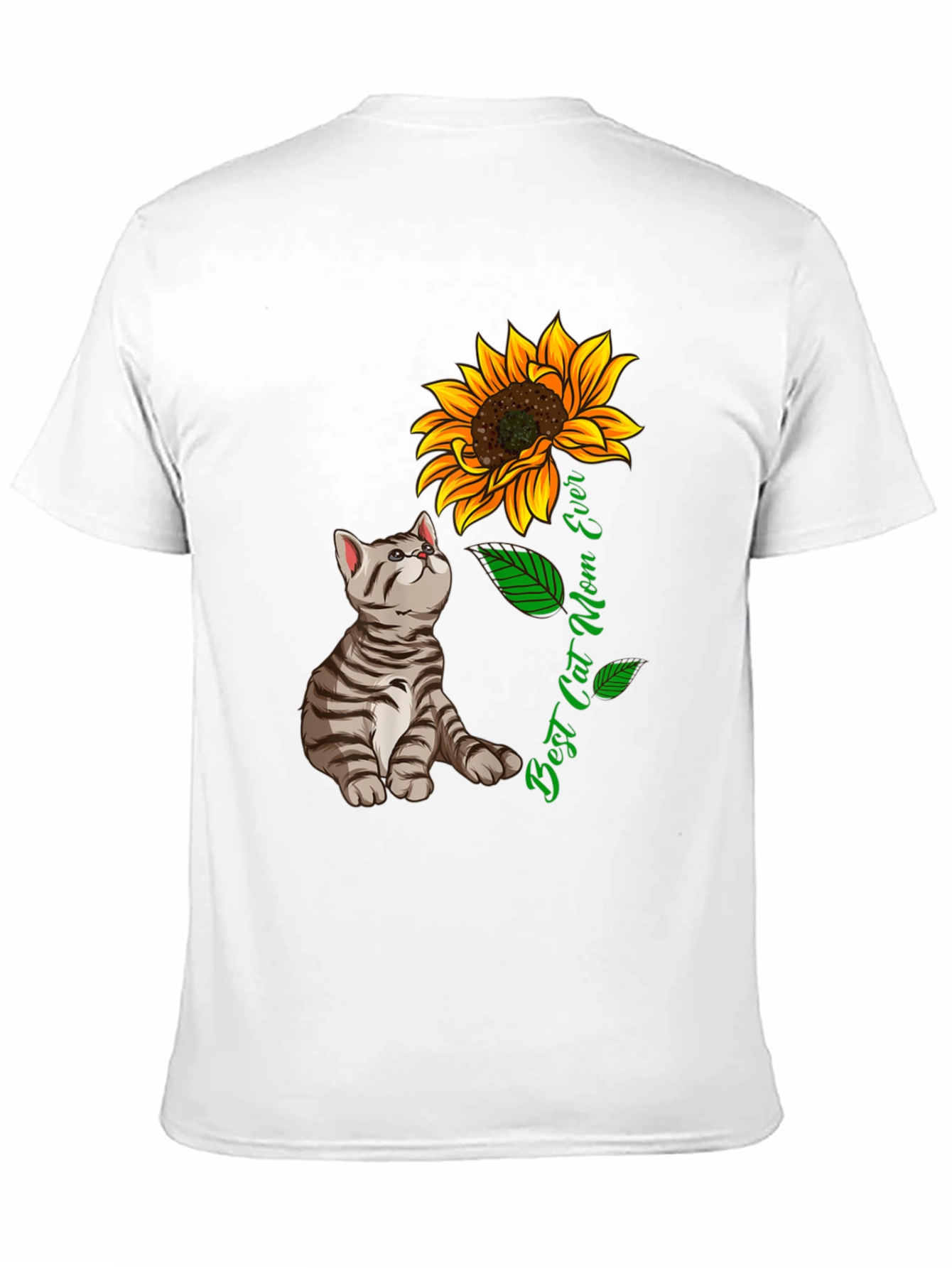Best Cat Mom Ever T-Shirt Sunflower Graphic