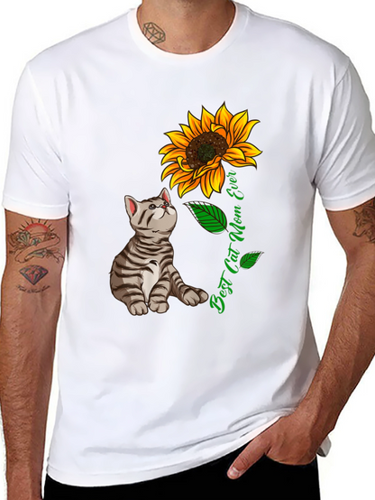 Best Cat Mom Ever T-Shirt Sunflower Graphic