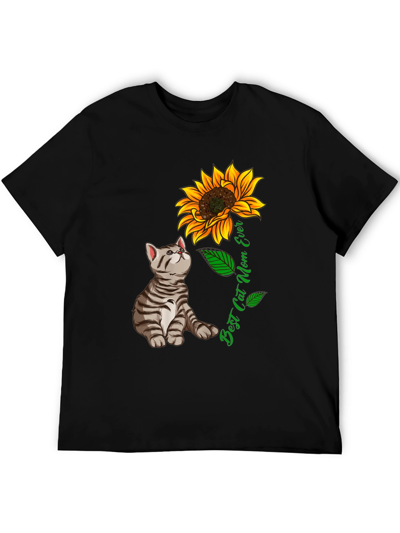 Best Cat Mom Ever T-Shirt Sunflower Graphic