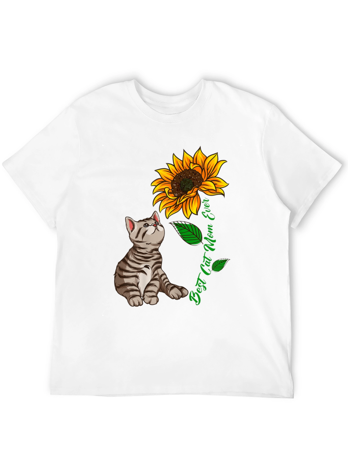 Best Cat Mom Ever T-Shirt Sunflower Graphic