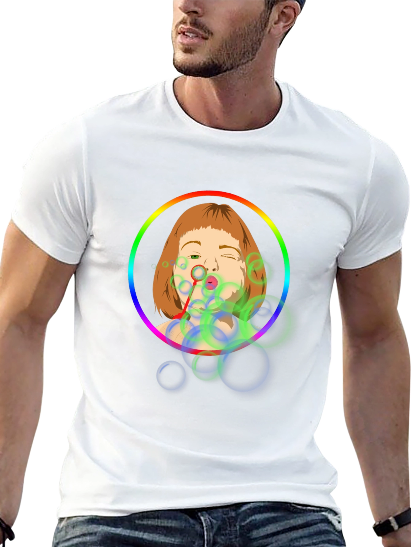 Bubble Girl Graphic Tee - Black Cotton Shirt