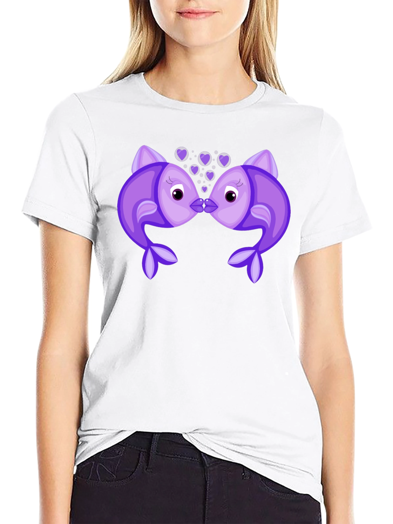 Kissing Fish Graphic Tee - Black T-Shirt
