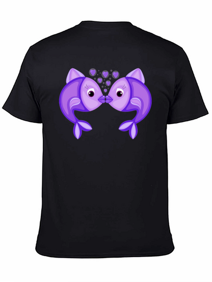 Kissing Fish Graphic Tee - Black T-Shirt
