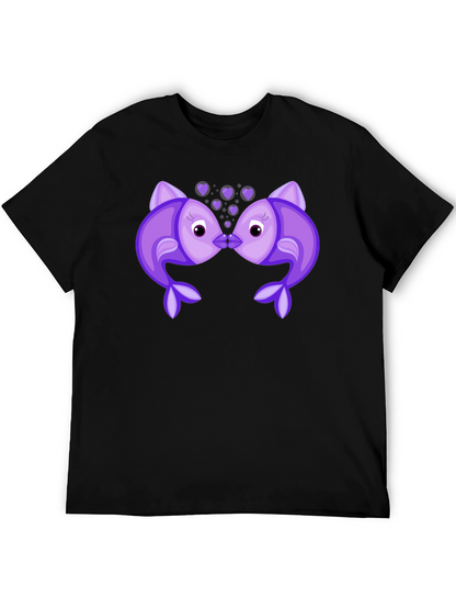 Kissing Fish Graphic Tee - Black T-Shirt