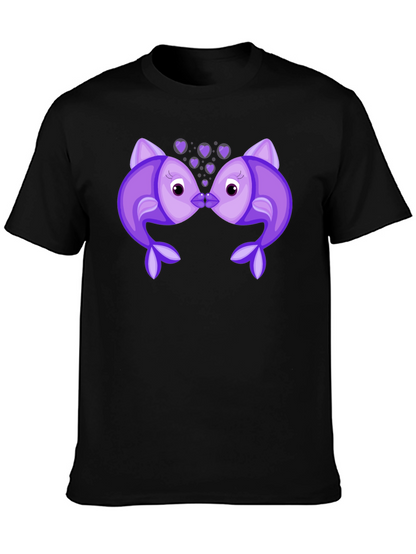 Kissing Fish Graphic Tee - Black T-Shirt