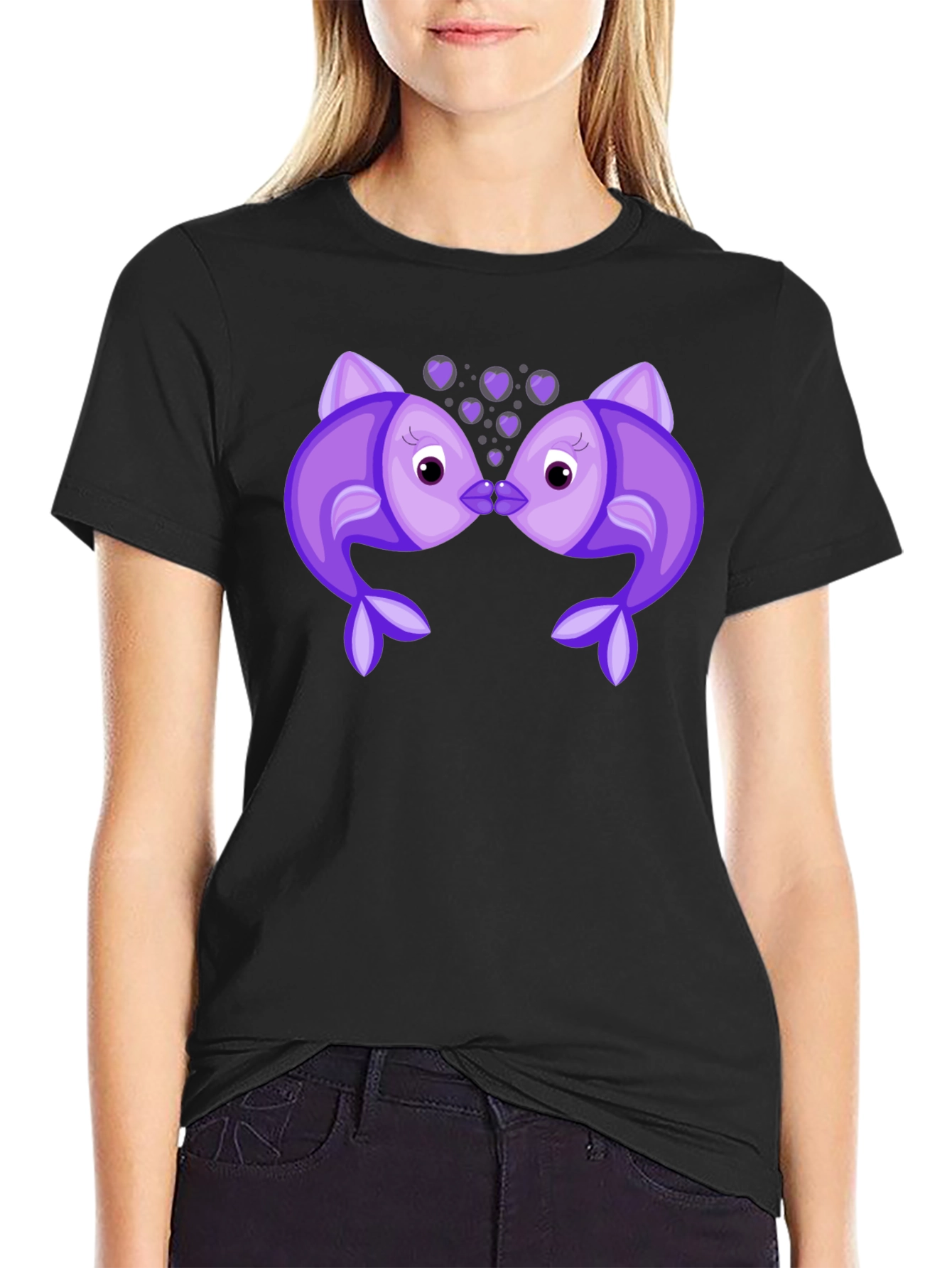 Kissing Fish Graphic Tee - Black T-Shirt