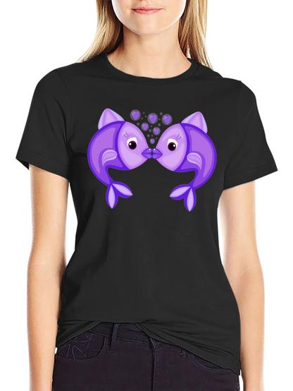 Kissing Fish Graphic Tee - Black T-Shirt