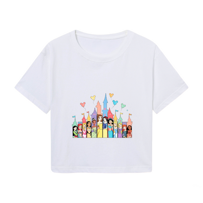 Magical Disney Princess Castle Christmas Festive Women Cropped T?Shirt