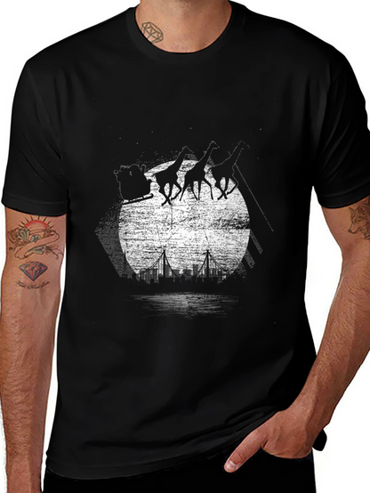 Giraffe Sleigh T-Shirt - City Skyline