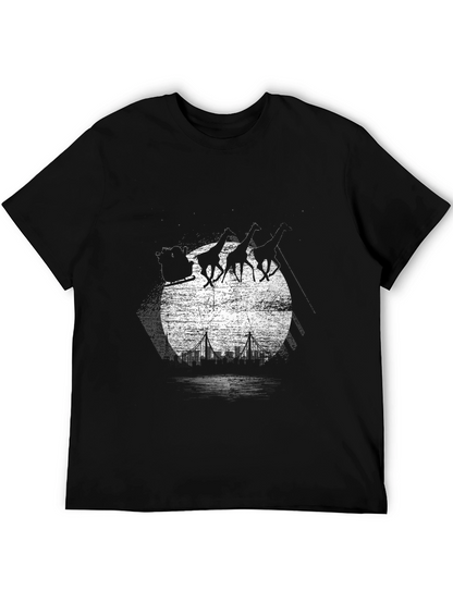 Giraffe Sleigh T-Shirt - City Skyline