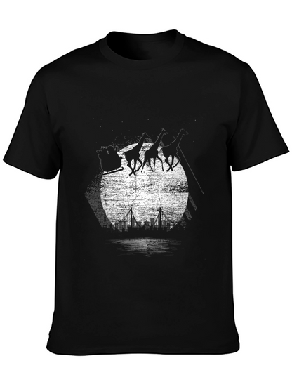 Giraffe Sleigh T-Shirt - City Skyline
