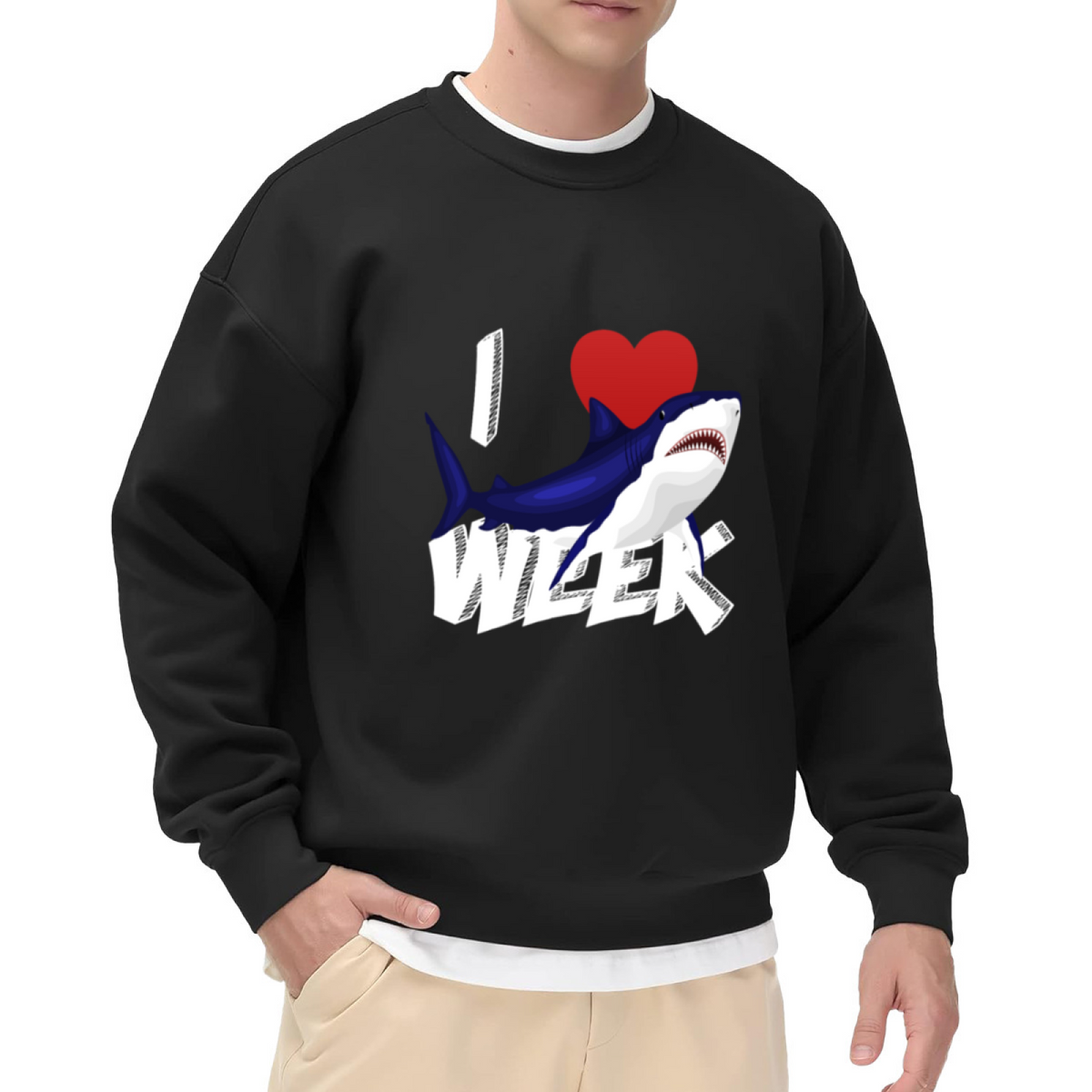I Love Shark Week Crewneck Sweatshirt - Funny Ocean Discovery Channel Fan Pullover