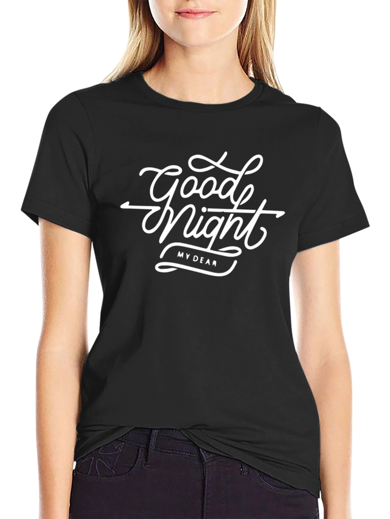 Good Night My Dear Black Graphic Tee