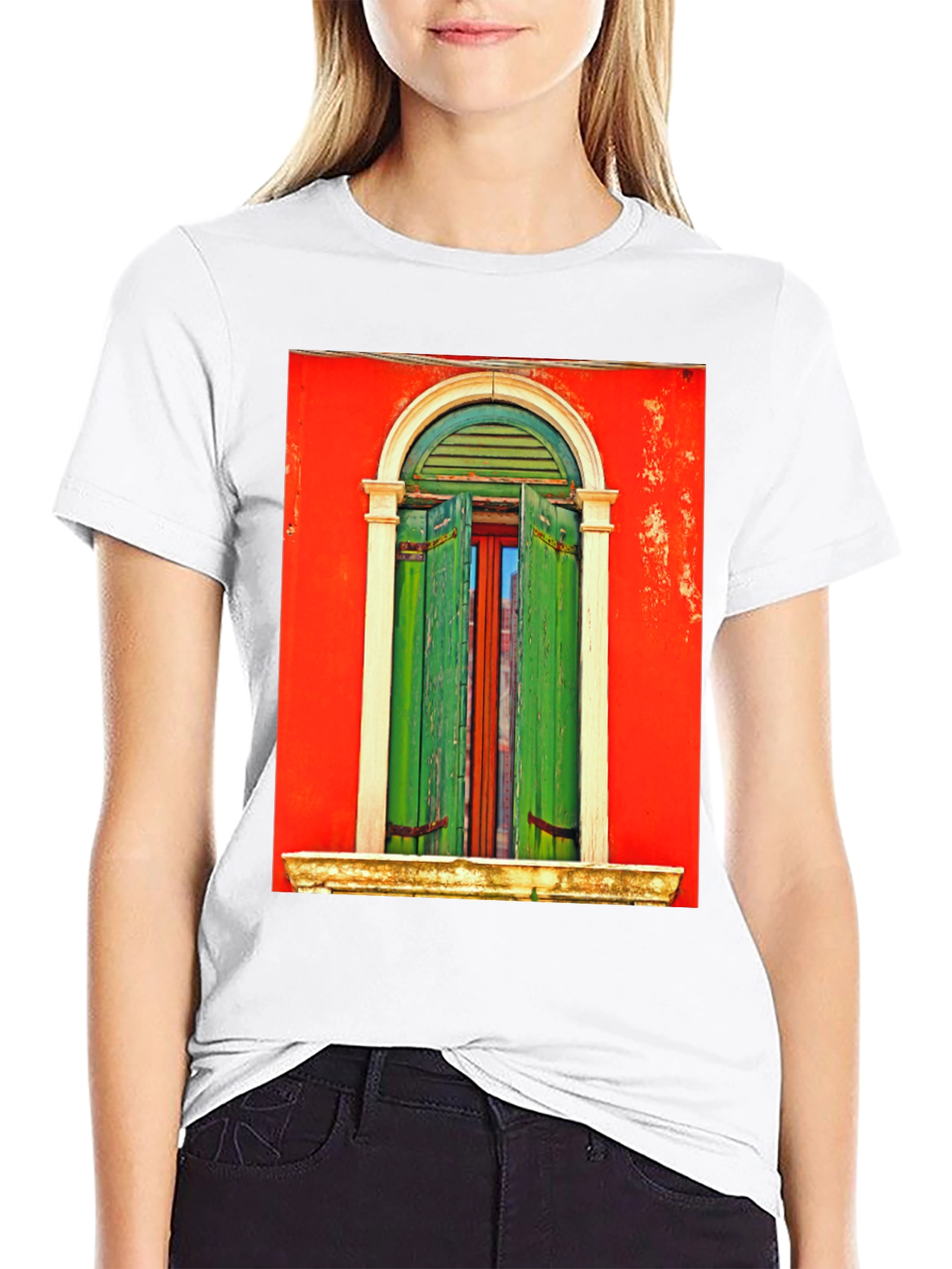 Artistic Window Graphic Tee - Unique Style