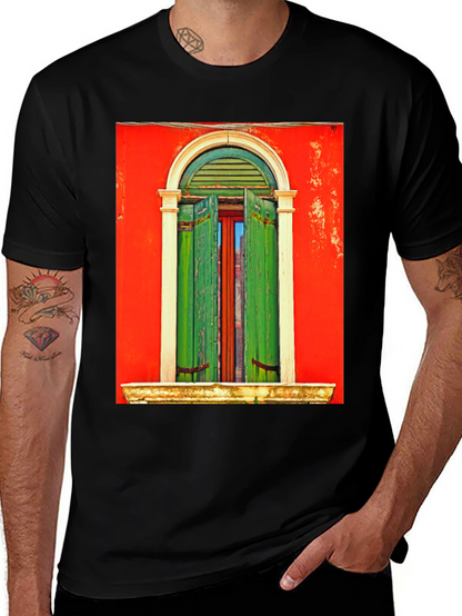 Artistic Window Graphic Tee - Unique Style