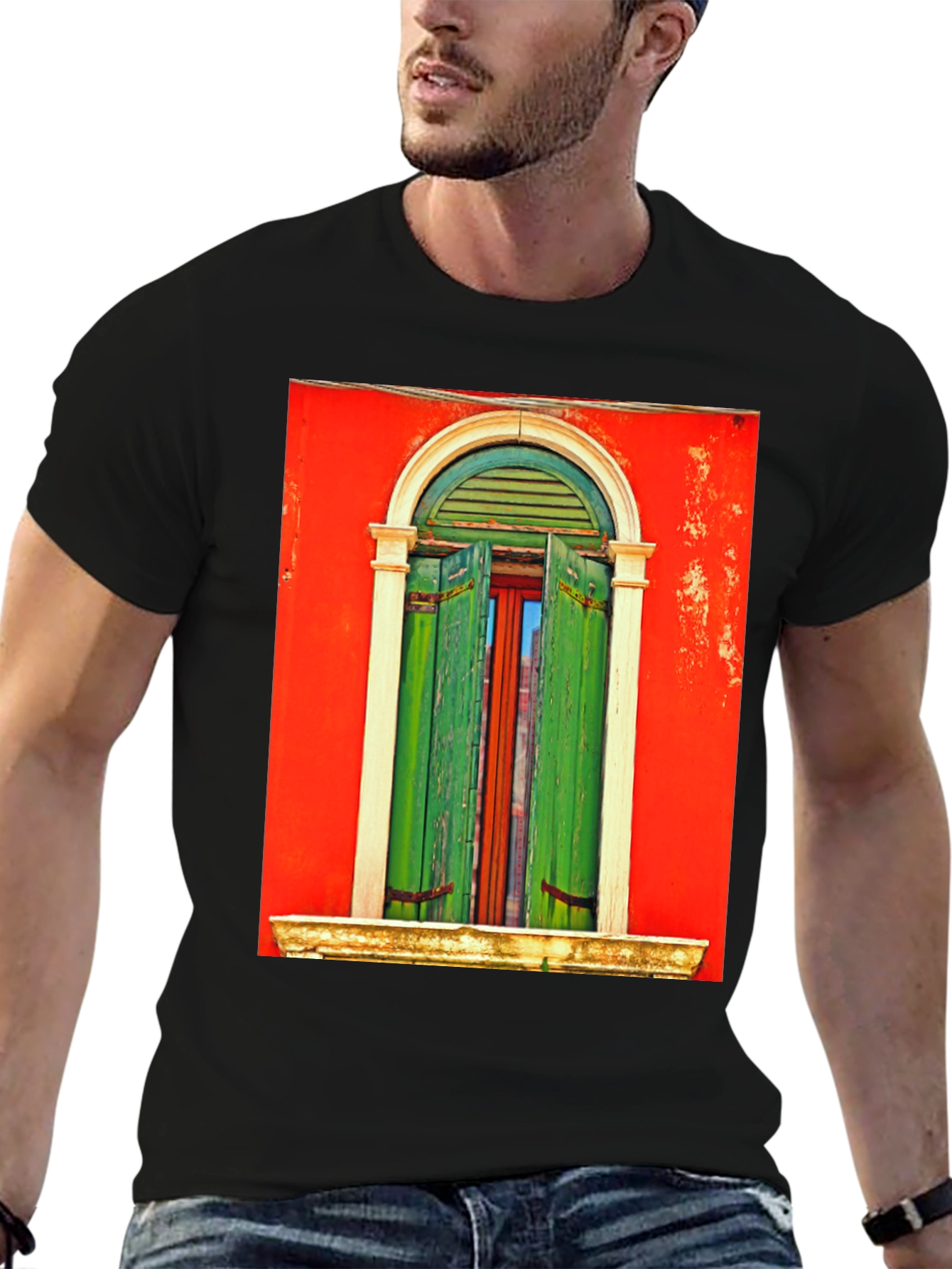 Artistic Window Graphic Tee - Unique Style