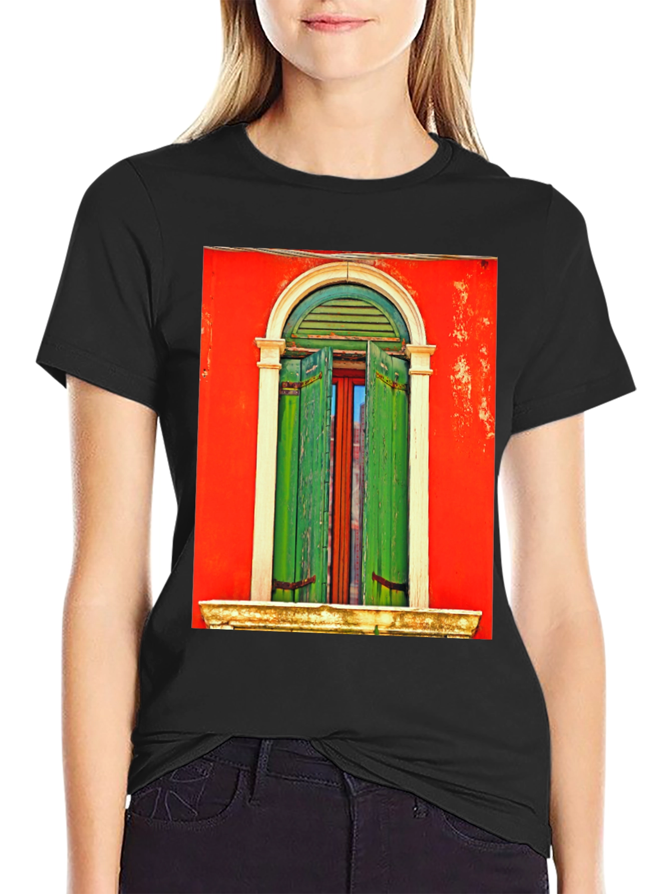 Artistic Window Graphic Tee - Unique Style