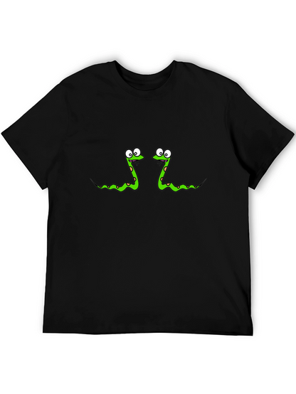 Funny Snake Print Black T-Shirt
