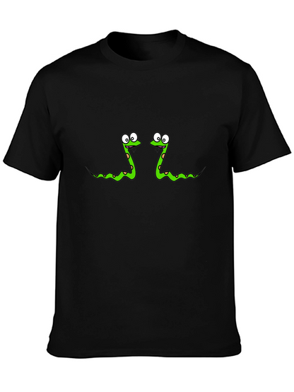 Funny Snake Print Black T-Shirt