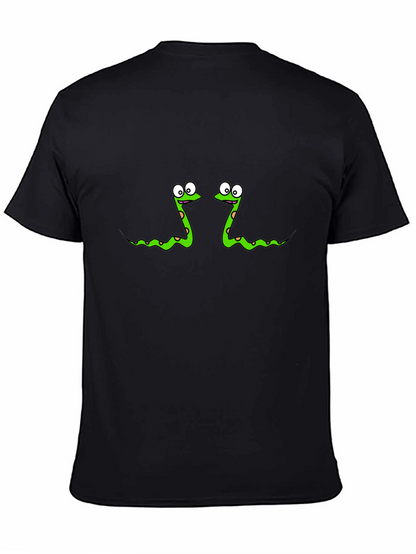 Funny Snake Print Black T-Shirt