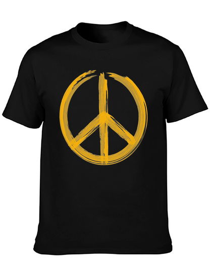 Peace Sign Graphic T-Shirt - Bold Yellow Design