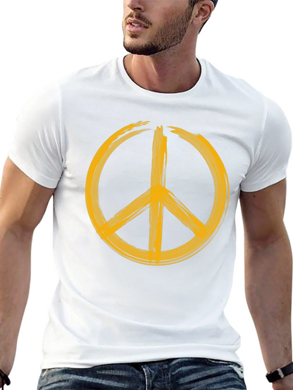 Peace Sign Graphic T-Shirt - Bold Yellow Design