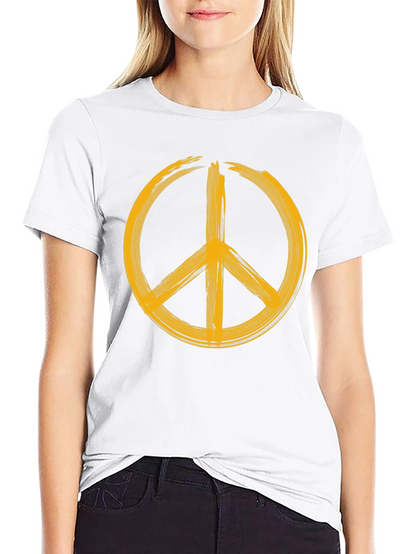 Peace Sign Graphic T-Shirt - Bold Yellow Design