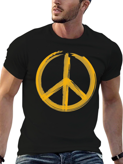 Peace Sign Graphic T-Shirt - Bold Yellow Design