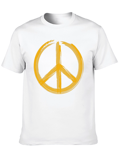Peace Sign Graphic T-Shirt - Bold Yellow Design
