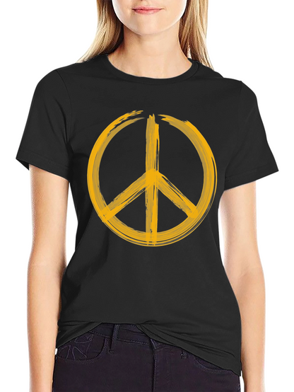 Peace Sign Graphic T-Shirt - Bold Yellow Design