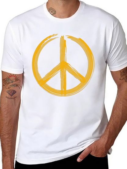 Peace Sign Graphic T-Shirt - Bold Yellow Design