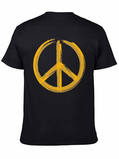 Peace Sign Graphic T-Shirt - Bold Yellow Design