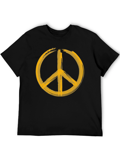 Peace Sign Graphic T-Shirt - Bold Yellow Design