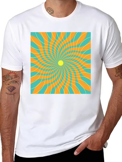 Retro Swirl Graphic Tee - Black Cotton T-Shirt