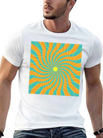 Retro Swirl Graphic Tee - Black Cotton T-Shirt