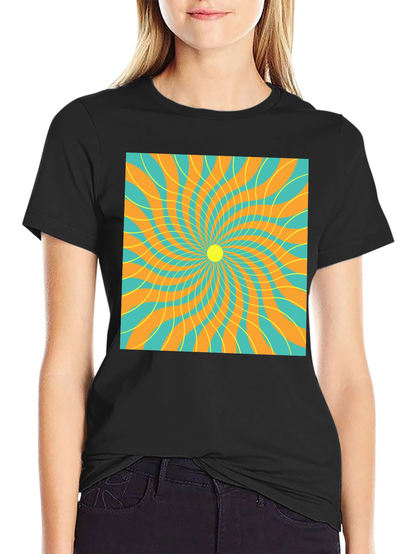 Retro Swirl Graphic Tee - Black Cotton T-Shirt